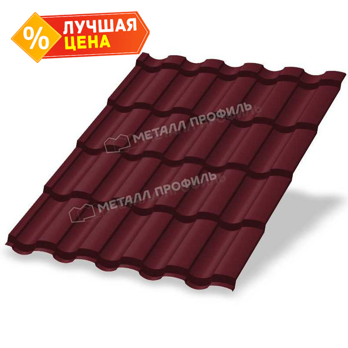 Металлочерепица Металл-Профиль Монтекристо-ML 0,5 NormanMP RAL 3020 Красный насыщенный